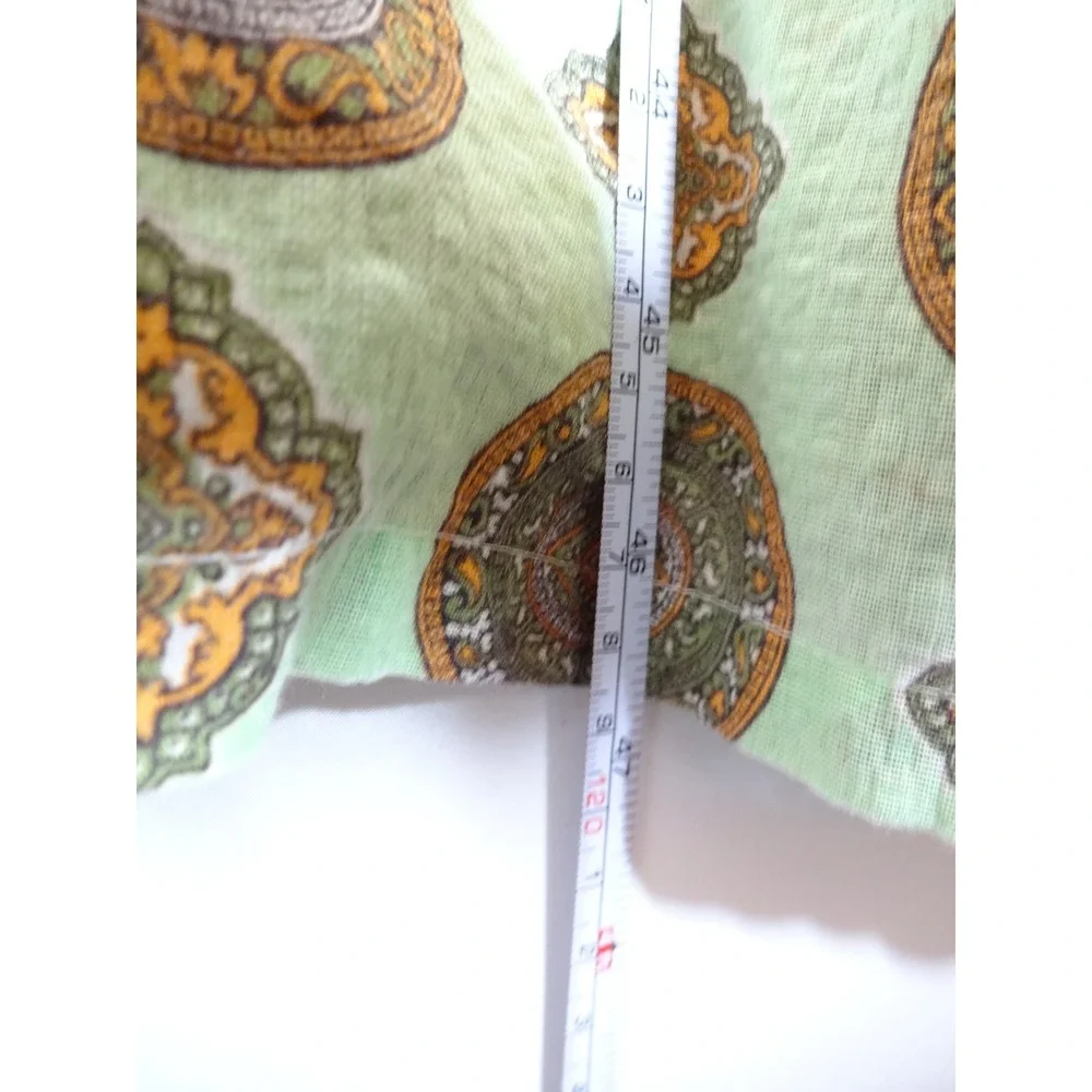 Vintage Paisley Cotton Robe Mens XL Green Medallion 60s 70s Loungewear MCM Retro